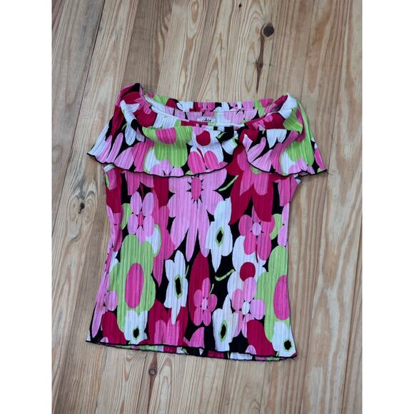 CDW Creative Design Works Inc. Top Blouse Pink Tones Flowers Womens Size Large - Picture 5 of 10